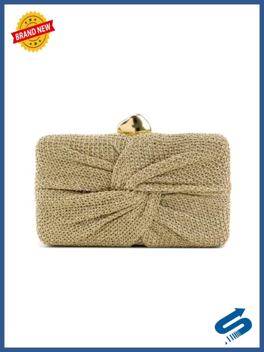Woven Evening Clutch Purses for Women Wedding Bag with Metallic Clasp Designer